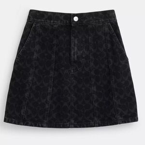 Coach Signature Denim Skirt, Black, Size S